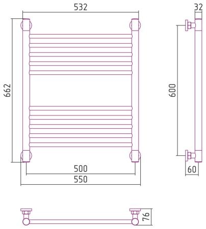 Полотенцесушитель Сунержа Богема 550x662 водяной