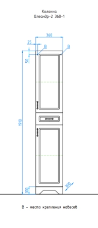Шкаф для ванной Style Line Elfante Олеандр-2 напольный, рельеф пастель
