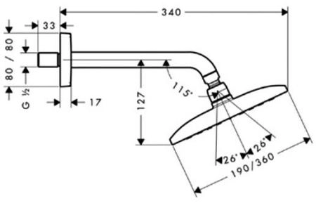 Hansgrohe Raindance Е 27371000 верхний душ Air 1jet 36x19 см цвет хром