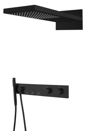 Встроенная душевая система Boheme ZODIAC с термостатом, трехпозиционная Black 133-B