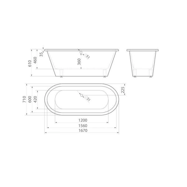 Ванна AquaStone Неона 167 белая иск. камень