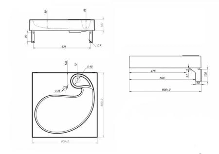 Раковина над стиральной машиной Uperwood Comforty 60*60 см, серая матовая