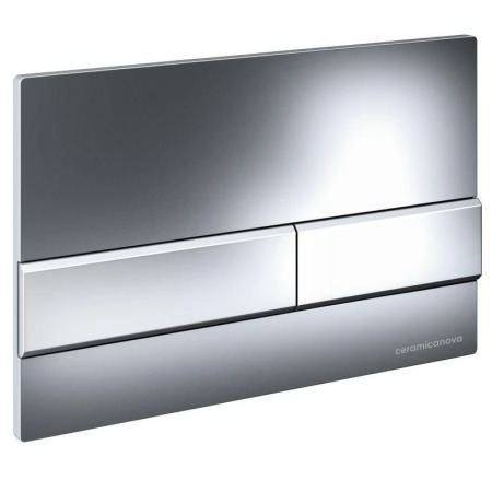 Сет 4 в 1: Подвесной унитаз Metric Rimless арт. CN3007 + Шумоизоляционная панель для инсталляции арт. CN1000 + Система инсталляции для унитазов CERAMICANOVA Envision с кнопкой смыва Flat цвет хром, креплениями, арт. CN1002CH