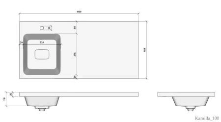 Раковина над стиральной машиной Madera Kamilla 100, левая