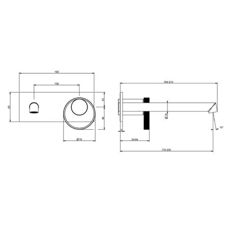 Gessi Anello Смеситель для раковины, встраиваемый с изливом 19.4-21.4см, (внешняя часть) цвет: Black Metal Brushed PVD
