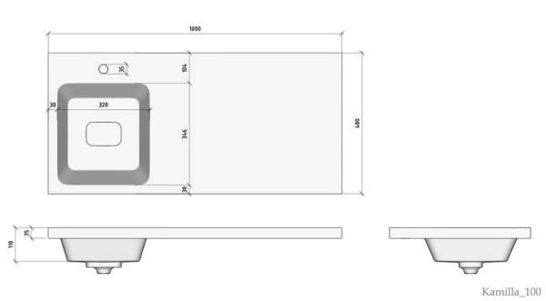 Раковина над стиральной машиной Madera Kamilla 100, левая