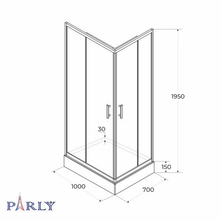 Душевой уголок с поддоном PARLY QZ71BF (100х70х195)