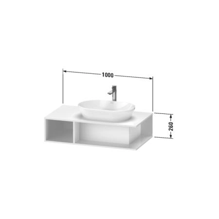 Duravit D-Neo Тумбочка подвесная компакт 100x55х26 см., раковина, 1 открытое отделение на левой стороне, цвет: Black Oak