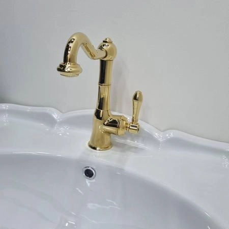 Gattoni Orta New Смеситель для раковины, на 1 отв., с высоким изливом, с донным клапаном, цвет: золото 24кт
