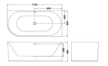 Ванна Esbano Bagama left 170x80x59 отдельностоящая