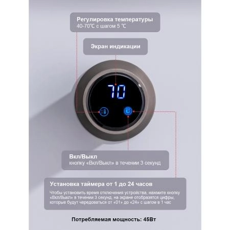 Полотенцесушитель RAGLO R350.51.09 электрический, встраиваемый сенсорный с терморегулятором, графит