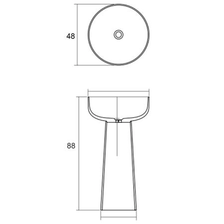 Dea Design Light Раковина 48x48x88см., напольная, без отв., Glasstech, прозрачная смола, цвет: чаша classic green/пьедестал белый