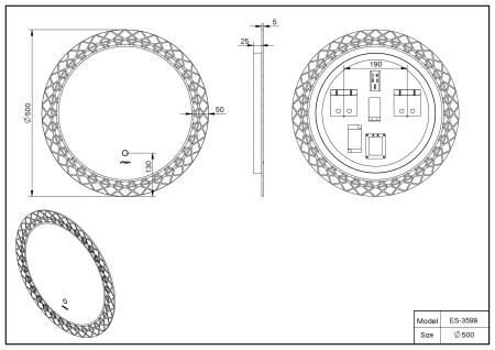 Зеркало ESBANO ES-3599 Антизапотевание LED подсветка 50 см