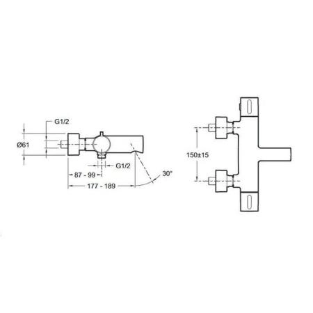 Смеситель Jacob Delafon CUFF E78520-CP для ванны термостат хром