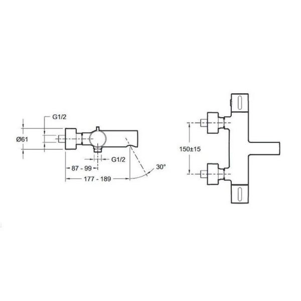 Смеситель Jacob Delafon CUFF E78520-CP для ванны термостат хром