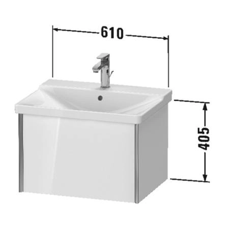 Duravit XViu Тумба подвесная 61x46.9x40.5см, с раковиной, 1 ящик, цвет: белый глянцевый/champagne matt