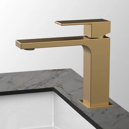 Смеситель Vincea Cube VBF-1C01BG для раковины однорычажный, брашированное золото