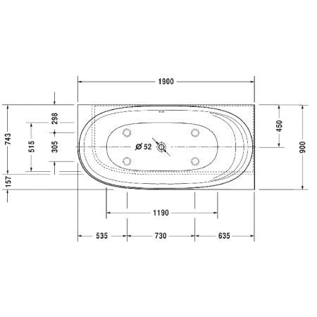 Bathtub Cape Cod Ванна угол справа 190x90см с бесшовной панелью и ножками, с одним наклоном для спины, цвет: белый