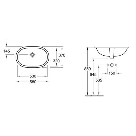 Раковина Villeroy&Boch O.NOVO 41625001 53x32см под столешницу