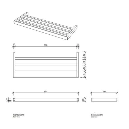 Decor Walther CONTRACT CT KHT Полка для полотенец 600х240х30 мм., цвет черный матовый