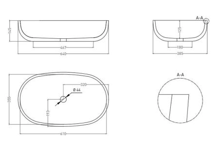Раковина Salini GLORIA 05 S-Stone матовая 64x39 1102205M накладная
