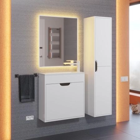 Тумба под раковину для ванной Uperwood Modul 60 см, подвесная, матовая, белая/графит