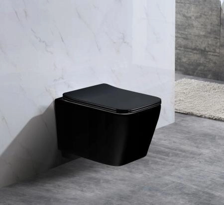 Унитаз Ceramalux NS5170MB безбодковый подвесной черный матовый сиденье микролифт 520x360x350