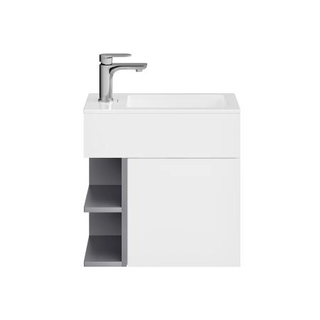 Тумба Kerama Marazzi LATO ЛАТО KMLACb50MDg0 подвесная 50 см, дверца с нажимным открыванием + полочки, утренний серый, серый пыльный матовый