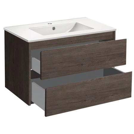 Тумба под раковину Vincea Gio 800 подвесная, 2 выкатных ящика soft-close, R.Oak