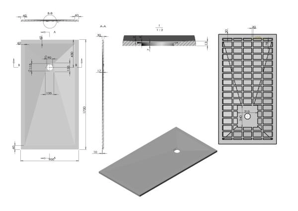 Поддон для душа Vincea из искусственного камня VST-4SR9017W, 1700*900*30, белый матовый