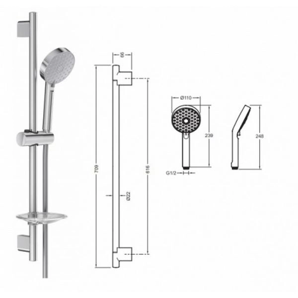 Душевой гарнитур Jacob Delafon AWAKEN Organic E99899RU-CP хром