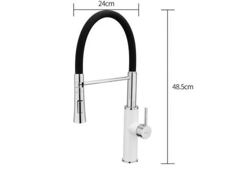 Смеситель для кухни Frap F4452-8 черный-белый, гибкий излив