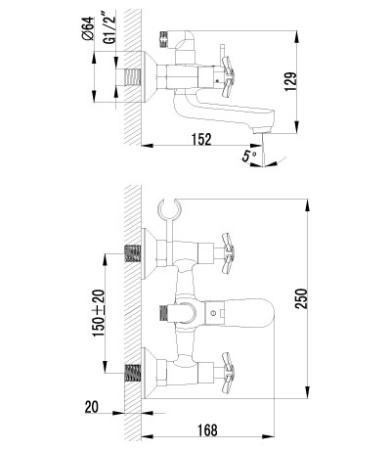 Смеситель Lemark Partner LM6542C для ванны