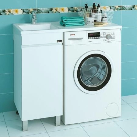 Тумба под раковину СаНта Марс-38 700221 над стиральной машиной, напольная