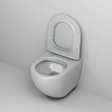 Унитаз Grossman GR-4455GLMS Color (485*365*360) СВЕТЛО-СЕРЫЙ МАТОВЫЙ подвесной Безободковый с тонкой крышкой