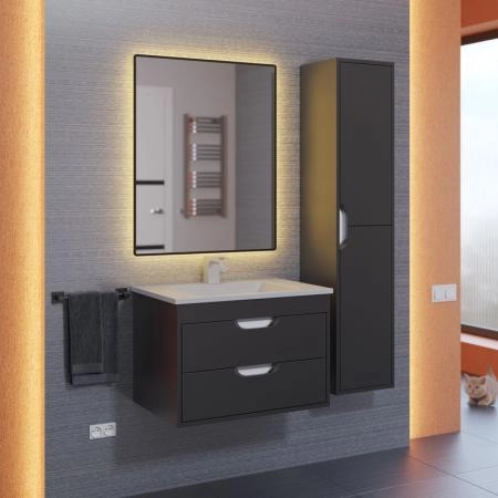 Тумба под раковину для ванной Uperwood Modul 65 см, подвесная, матовая, черная