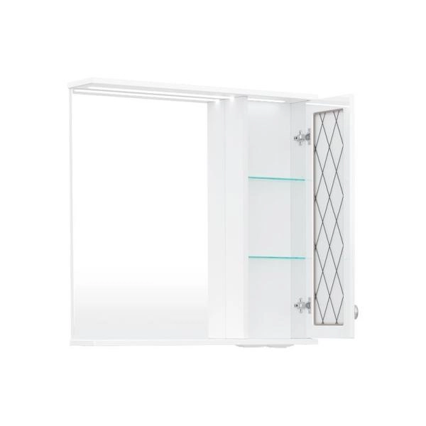 Зеркало-шкаф с LED подсветкой Volna Milena 70 правое белый глянец