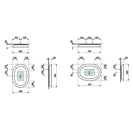 Laufen New Classic Зеркало в керамической раме с подсветкой LED 50х8х70см, цвет: белый глянцевый