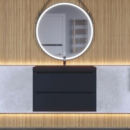 Тумба с раковиной Uperwood Tanos-Classic Quartz 80 см, черная/уголь