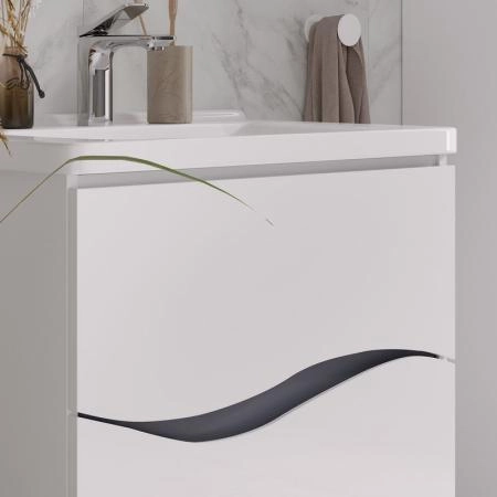 Тумба для ванной Volna Grey 60.2Y Белый/серый оникс подвесная (Миранда) раковина отдельно