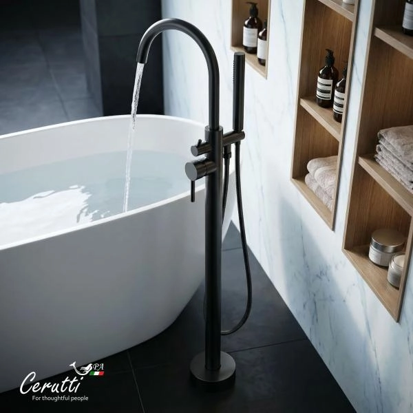 Смеситель напольный Ceruttispa TOBIA GG из нержавеющей стали, цвет графит