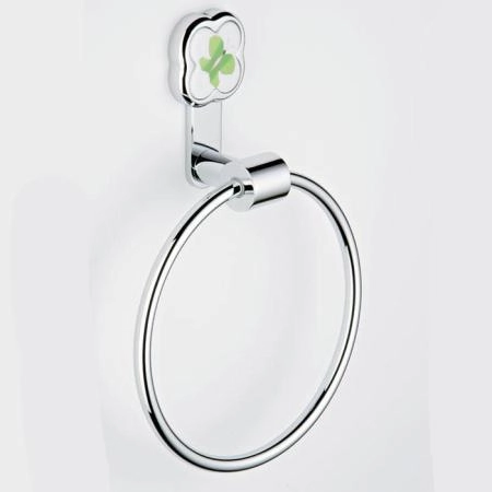 THG CAPUCINE VERT DECOR PLATINE Полотенцедержатель-кольцо 18см., декор зеленый, цвет: хром