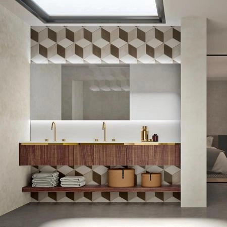 Oasis Eden Композиция №4 Комплект мебели подвесная 71.2х52.5см., цвет: Walnut Carved/белый/золото