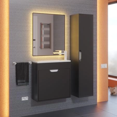 Тумба под раковину для ванной Uperwood Modul 60 см, подвесная, матовая, черная