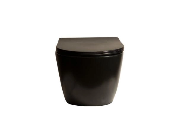 Унитаз подвесной SantiLine SL-5018MB безободковый, черный матовый сиденье микролифт