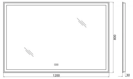 Зеркало Belbagno SPC-GRT-600-800-LED-TCH Led подсветка, сенсор 600x30x800