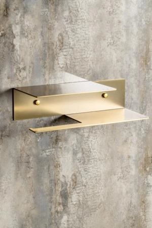 Держатель для туалетной бумаги Boheme c полкой Qubic Matt Gold 10721-2-MG