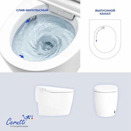 Унитаз напольный CeruttiSPA КЛИО (CLIO) Smart CT12153 с дистанционным управлением (680x410x490)