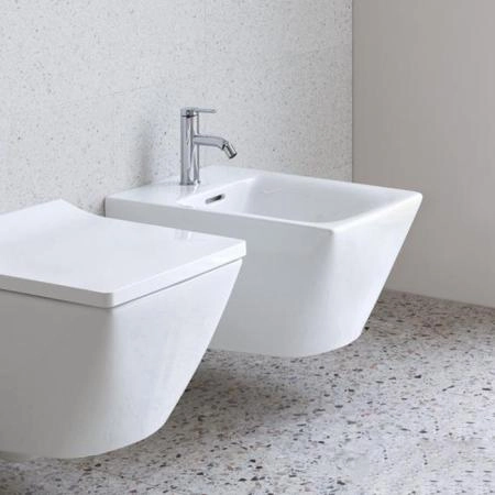 Duravit Viu Биде подвесное 37х57см., с 1 отв., безободковое, крепление Durafix, покрытие WonderGliss, цвет: белый