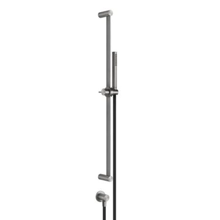 Gessi Shower316 Штанга в комплекте с душевой лейкой с легкой очисткой, шланг 1,50 м, вывод воды из стены, цвет: шлифованная сталь